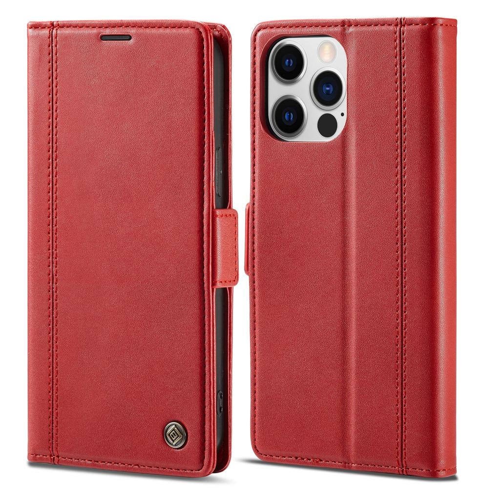 LC.IMEEKE For iPhone 16 Pro Leather Case Imprint Lines Phone Cover Wallet Stand