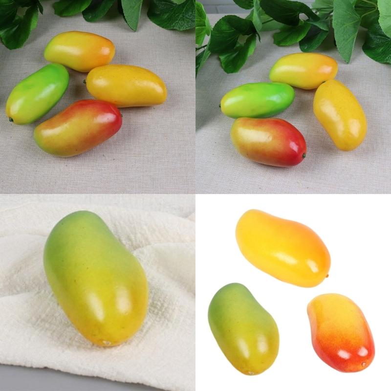 2pcs Artificial Mangoes for Home Kitchen Party Decoration Realistic Faux Fruit Ornament Restaurant Display Props