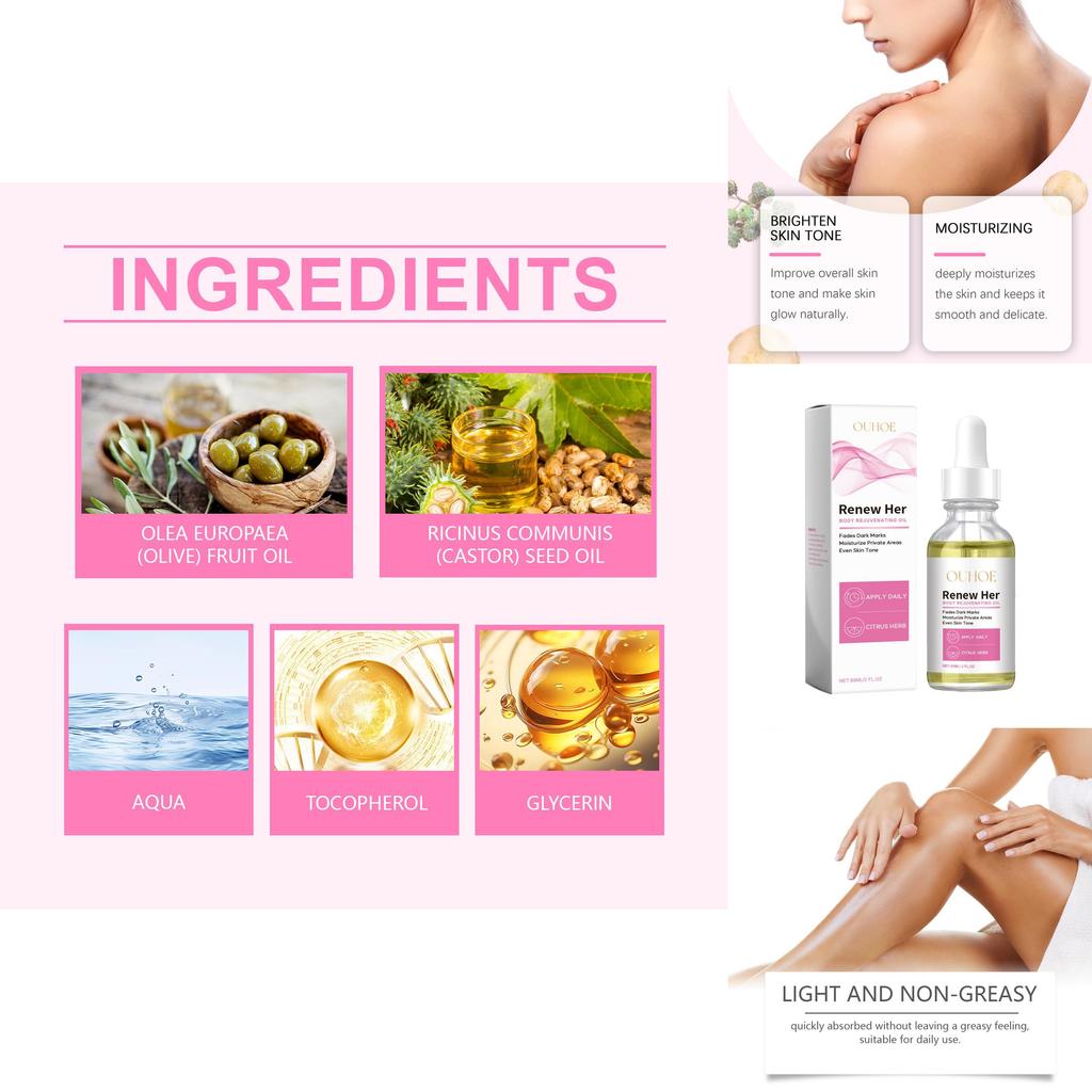 Ouhoe Body Brightening Oil Luxurious Hydrating Moisturizing Skin Care 60ml