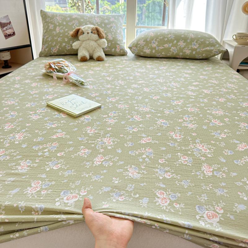 Flower Printed Fitted Bed Sheet Pink Color sabanas150x200 Single/Queen Size Mattress Protector Soft King Size Bed Sheets for Bed