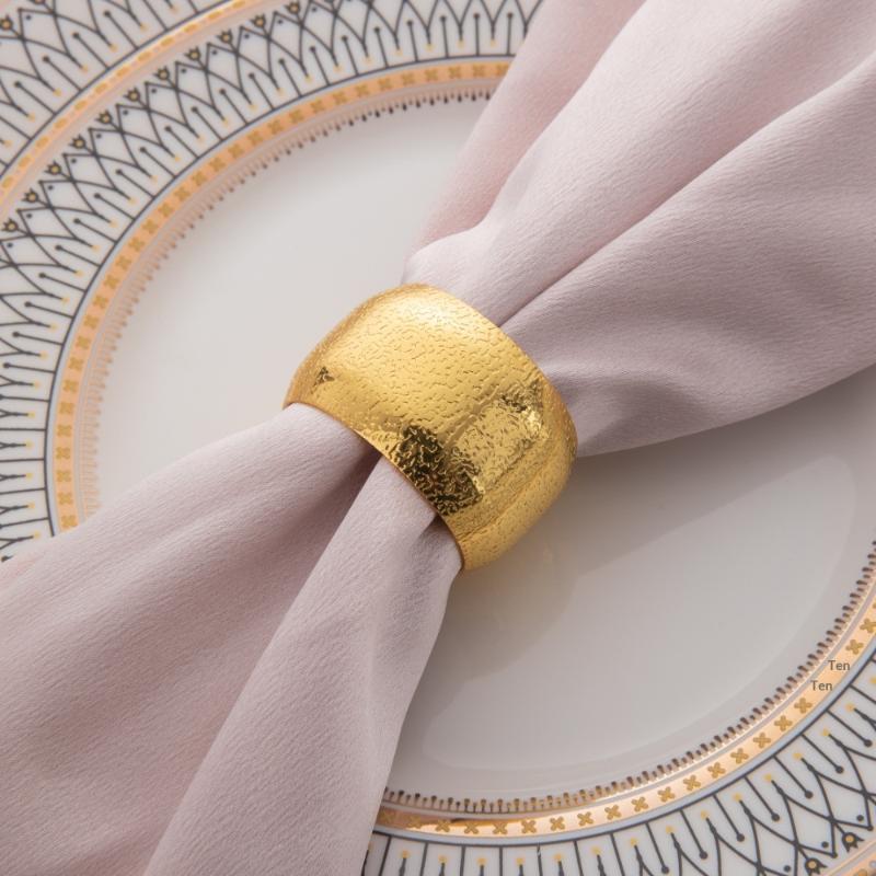 Reusable Metal Napkin Rings Hammer Pattern Dinner Napkin Holders For Wedding Dining Table Decor