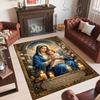 Virgin Mary Theme Crystal Velvet Rug Personalized Custom Name Text Soft Floor Mat Home Decor