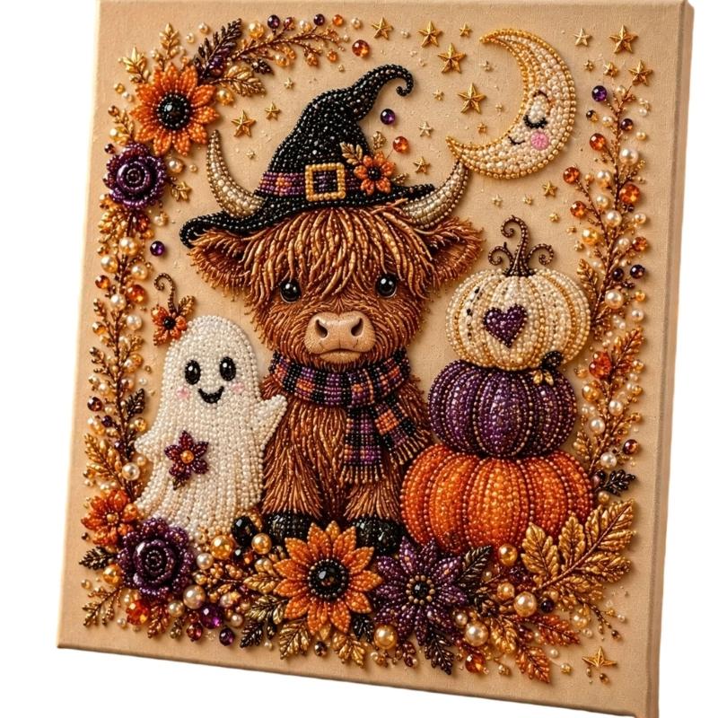 Halloween Seasonal Wall Artwork, Textured Art Panel for Shelf Styling, Party Display, Single Style Artwork for Home
