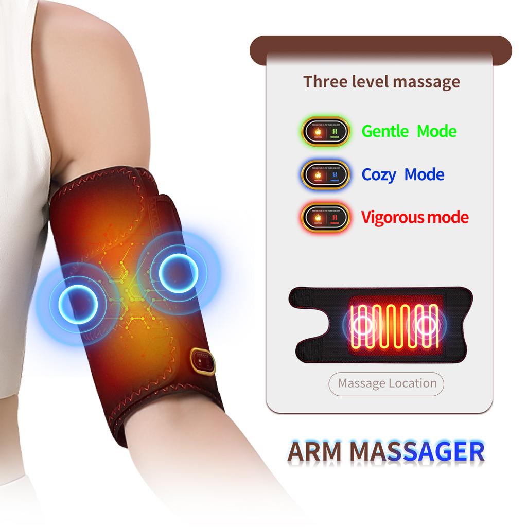 Electric Arm Massager with 3 Level Heating and Massage Functions for Wrist Elbow Muscle Strain Recovery Unisex Hand Physiotherapy