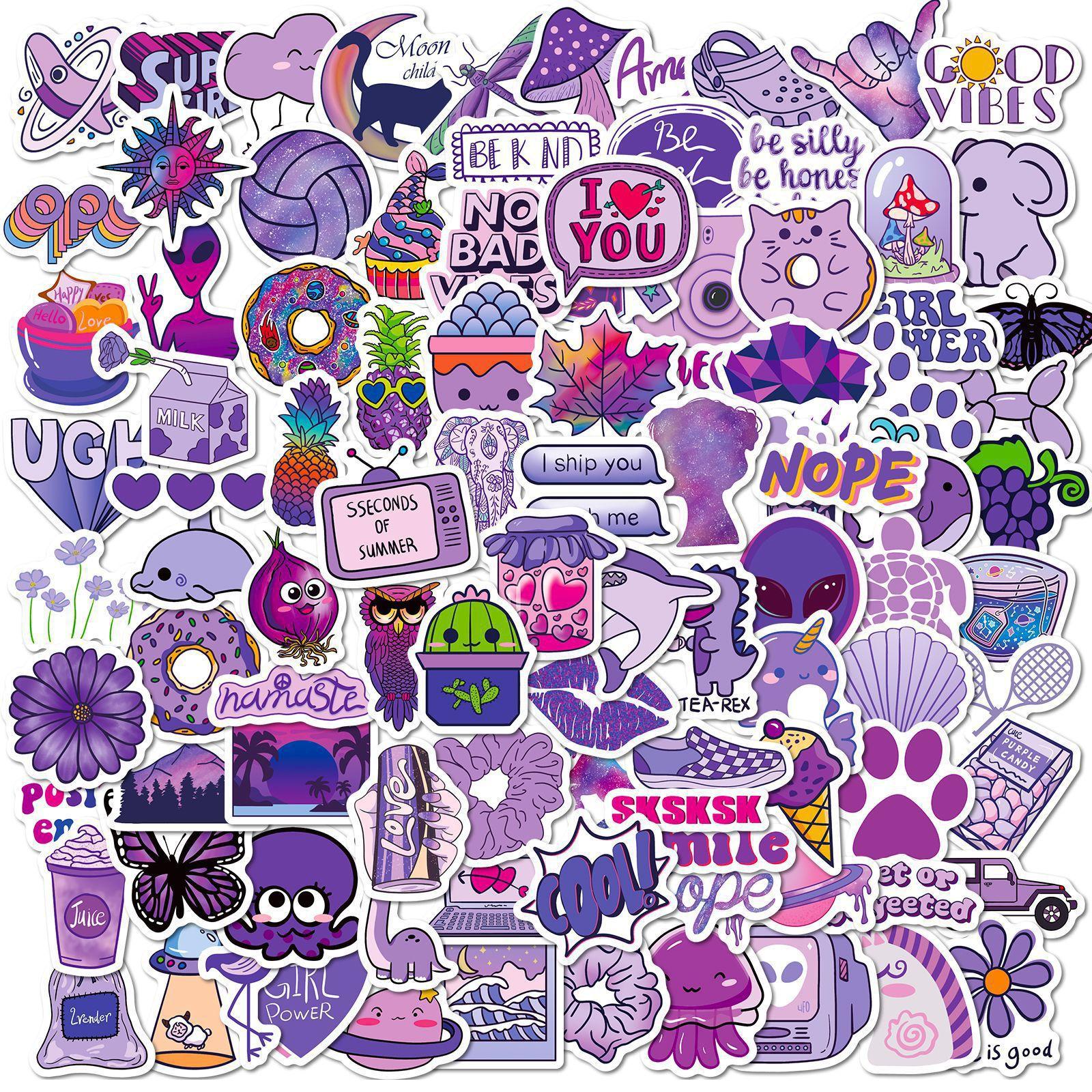 

100 Small Size 4cm Purple Stickers Small Fresh Girl Purple Ins Wind Dopamine Hand Account DIY Stickers