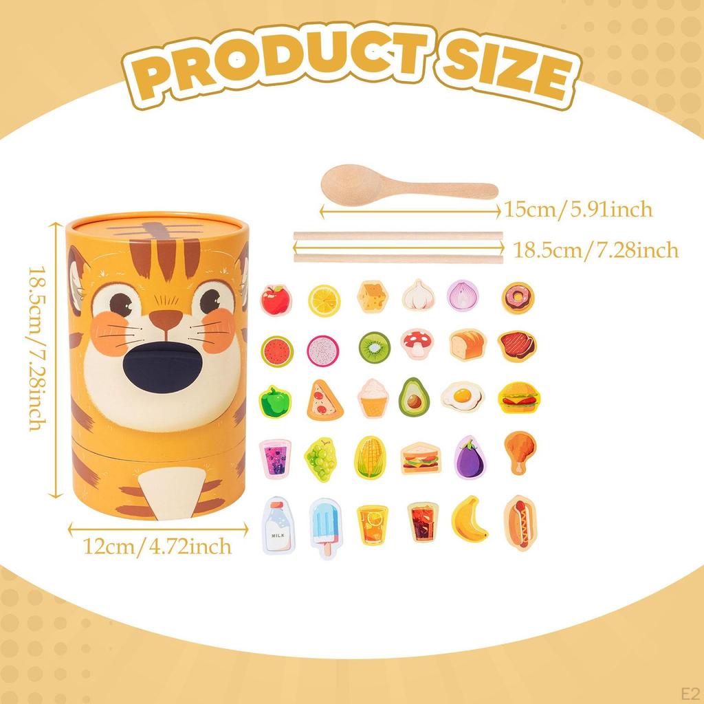 Animal Feeding Game Playset Pretend Food Play Set Spoon Practice Fine Motor Learning Wooden