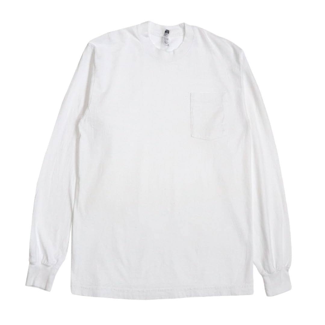 

Los Angeles Apparel Long T Long Sleeve Plain Made in USA Los Apa All Season Tops Chest Pocket L White [LOSANGELS APPAREL] 6.5oz T-Shirt Men s [Used]