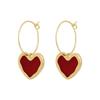2024 Trendy Wine Red Heart Earrings - Elegant & Stylish Celebrity-Inspired Ear Jewelry from South Korea