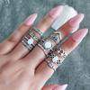 Women's Knuckle Ring Set Opal Joint Stackable Middle Finger Ring Bohemian Vintage Jewelry 11 Pieces/set