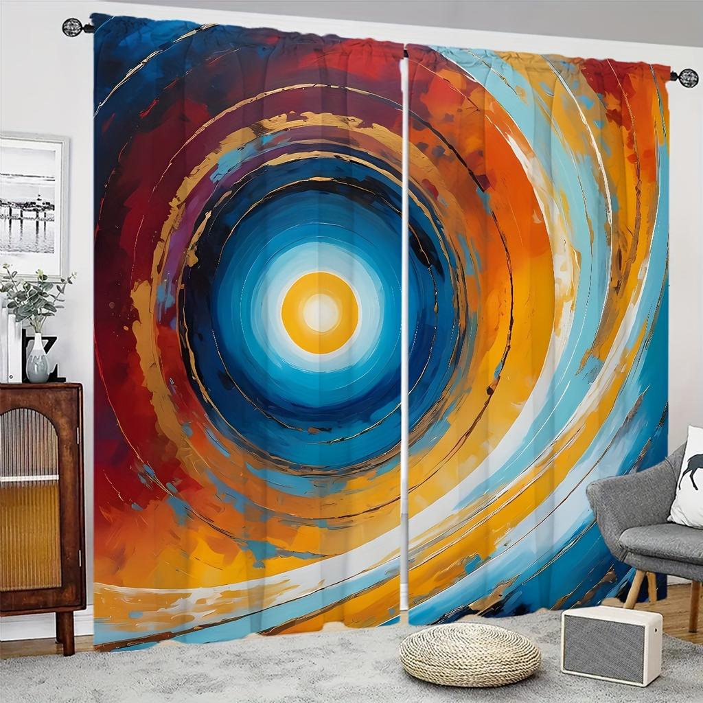 Modern Floral Crystal Cosmic Design 2-Piece Curtain Panels Set Digital Print Rod Pocket Hanging for Living Room Bedroom Home