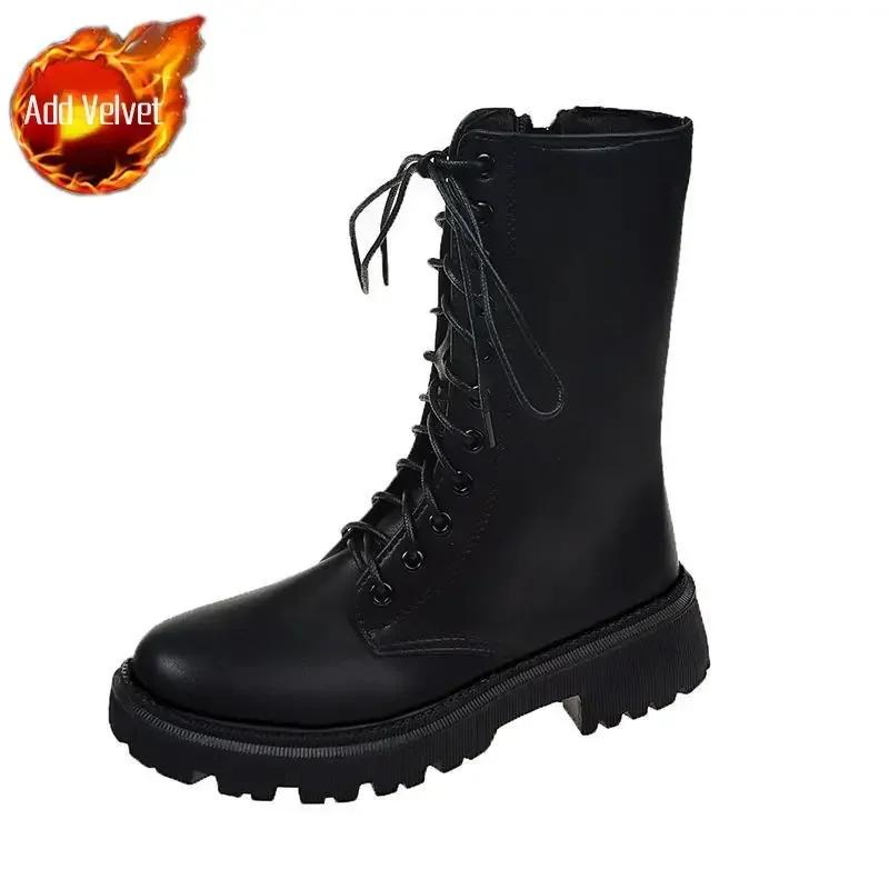 

Тенденция платформы 2025 Женские полусапоги Новинка Женские туфли до середины икры Мода по акции Искусственная кожа Весна Осень Горячее качество Распродажа 40