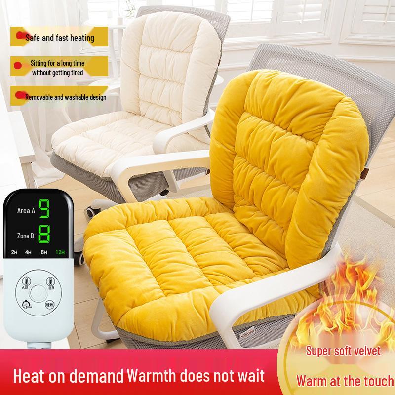 Heated Seat Cushion with Backrest and Lumbar Support for Office Chairs