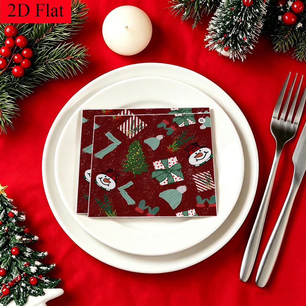 20pcs Disposable Napkins with Snowflake Pattern Print for Wedding,Parties,and Daily Use for Thanksgiving Fall Christmas Table Decoration
