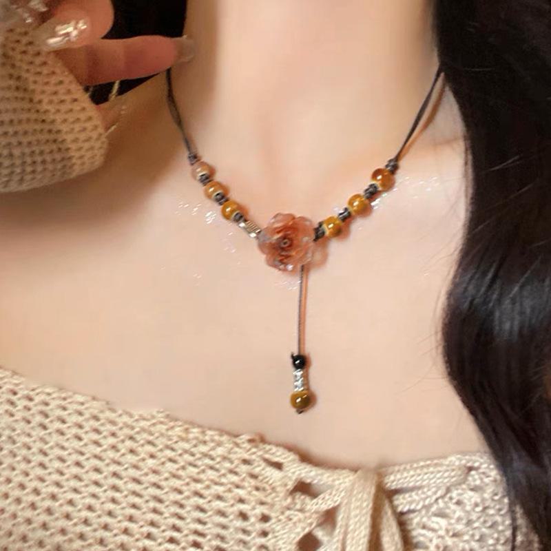 Chinesische Wolken- & Katzen-Jade-Halskette - Geflochtene Kette, Nischen-Frischer Stil