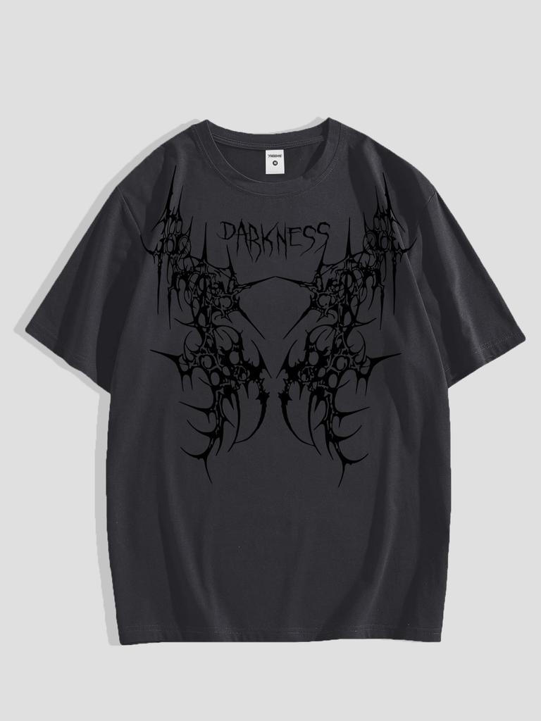 Men's Graphic Tee - Casual & Loose Dark Academia Short Sleeve T-Shirt Oversized Baggy Tops T-Shirt Black