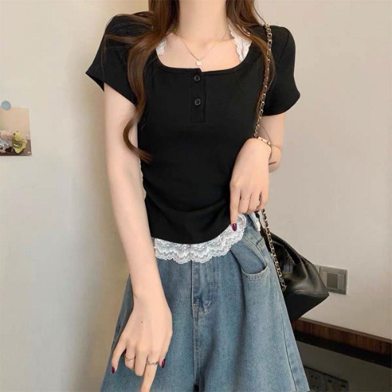 

Lace Halter Two-Piece Style Versatile Summer Top for Women - Korean Design One Size чёрный