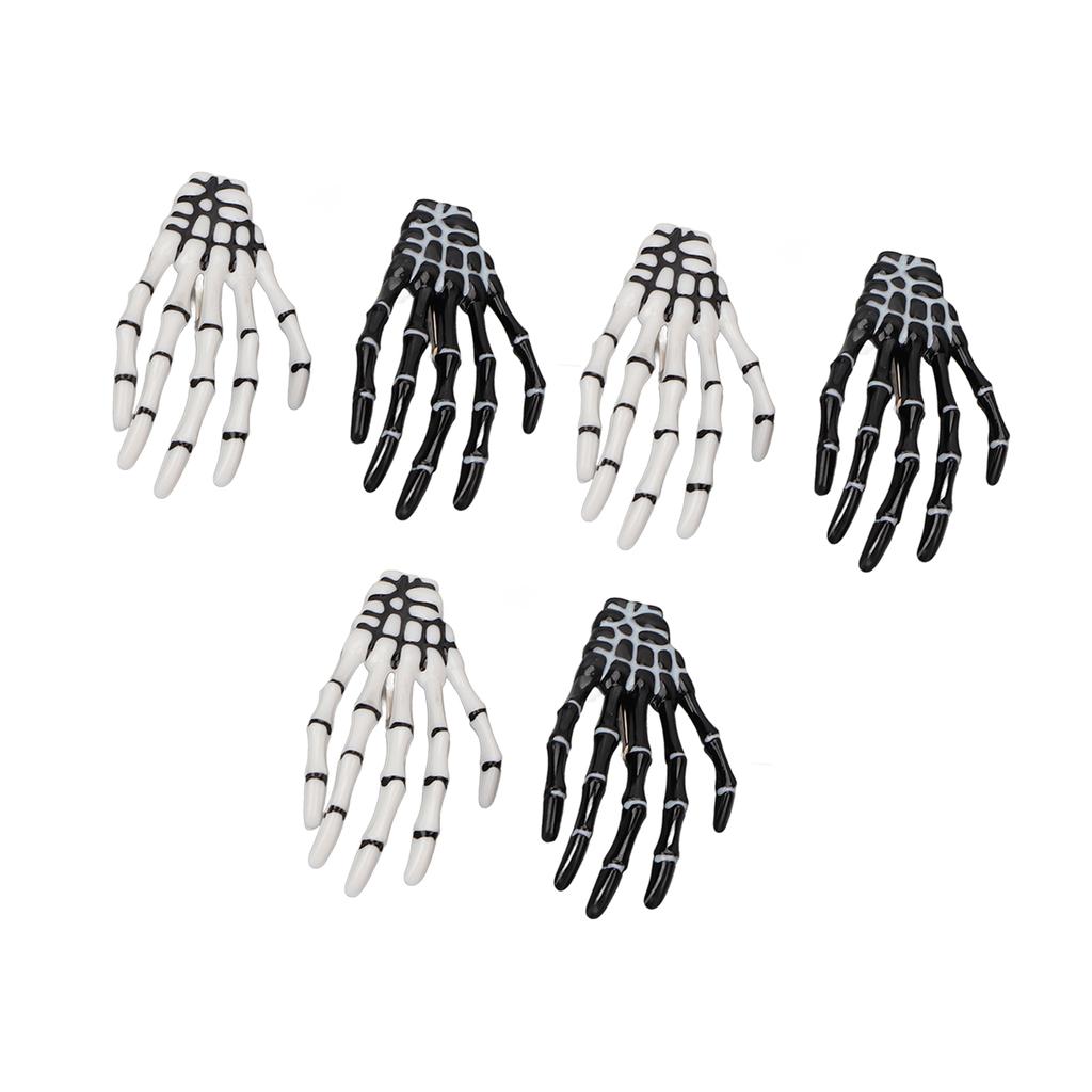 3 Pair Halloween Skeleton Hands Bone Hair Clips Delicate Punk Rock Horror Hair Clip for Women Girls