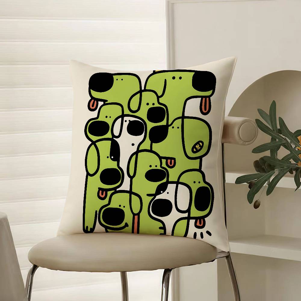 Abstract Funny Creative Dog Cartoon Pillow Case Comfort Sofa Bed Silky Elegant Invisible Zipper Decorative Cushion Cover
