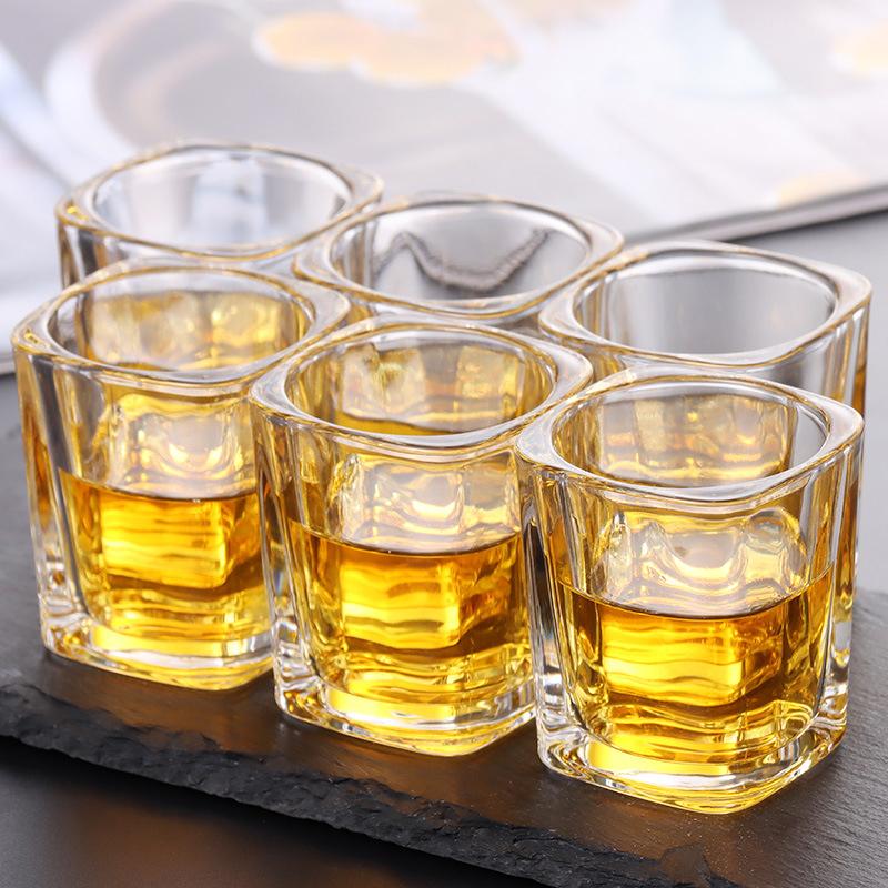 6pcs Set Shot Glass Crystal Glass Drinkware Spirits Cup Transparent Cups Stemware Flat Bottom Small Capacity Wine Glass Drinks