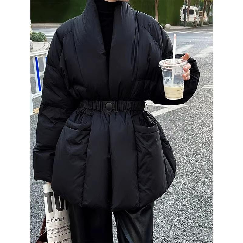 Gentle Style Temperament Versatile Lace Up Design Sense Long Sleeved Cotton Jacket Women Winter Light Mature Style Top