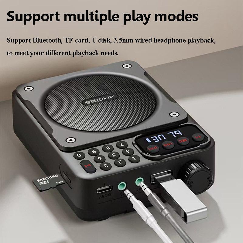 Mini Digital FM Radio HD Display 76-108mhz Radios Wireless Bluetooth 5.3 Speaker Portable Voice Amplifier with TF Card USB Slot