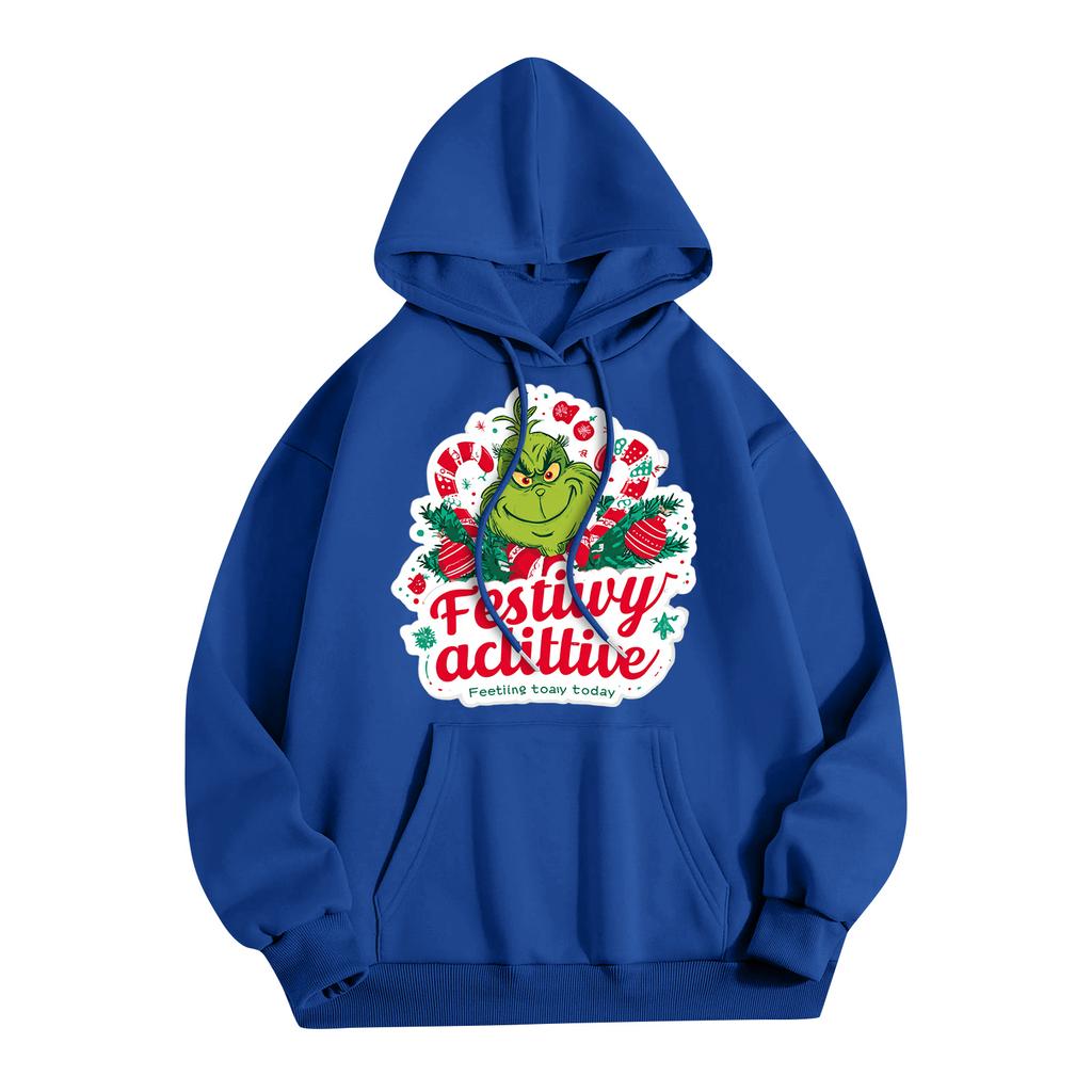 Women's Fashion Christmas Printed Casual Hooded Sweatshirt With Pockets