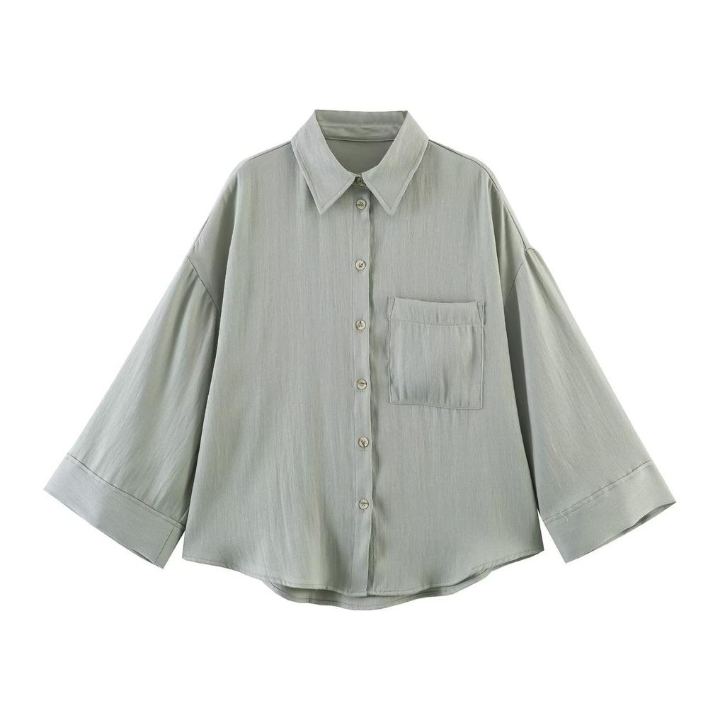 European and American style, new women's clothing, foreign style, fashionable and fashionable loose wide-sleeved shirt 8741029