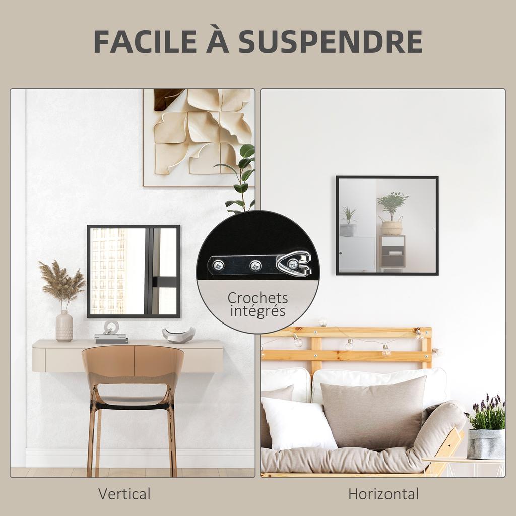 Square Wall Mirror 50 X 50 Cm Black Wooden Frame Ideal For Bathroom Living Room Or Bedroom