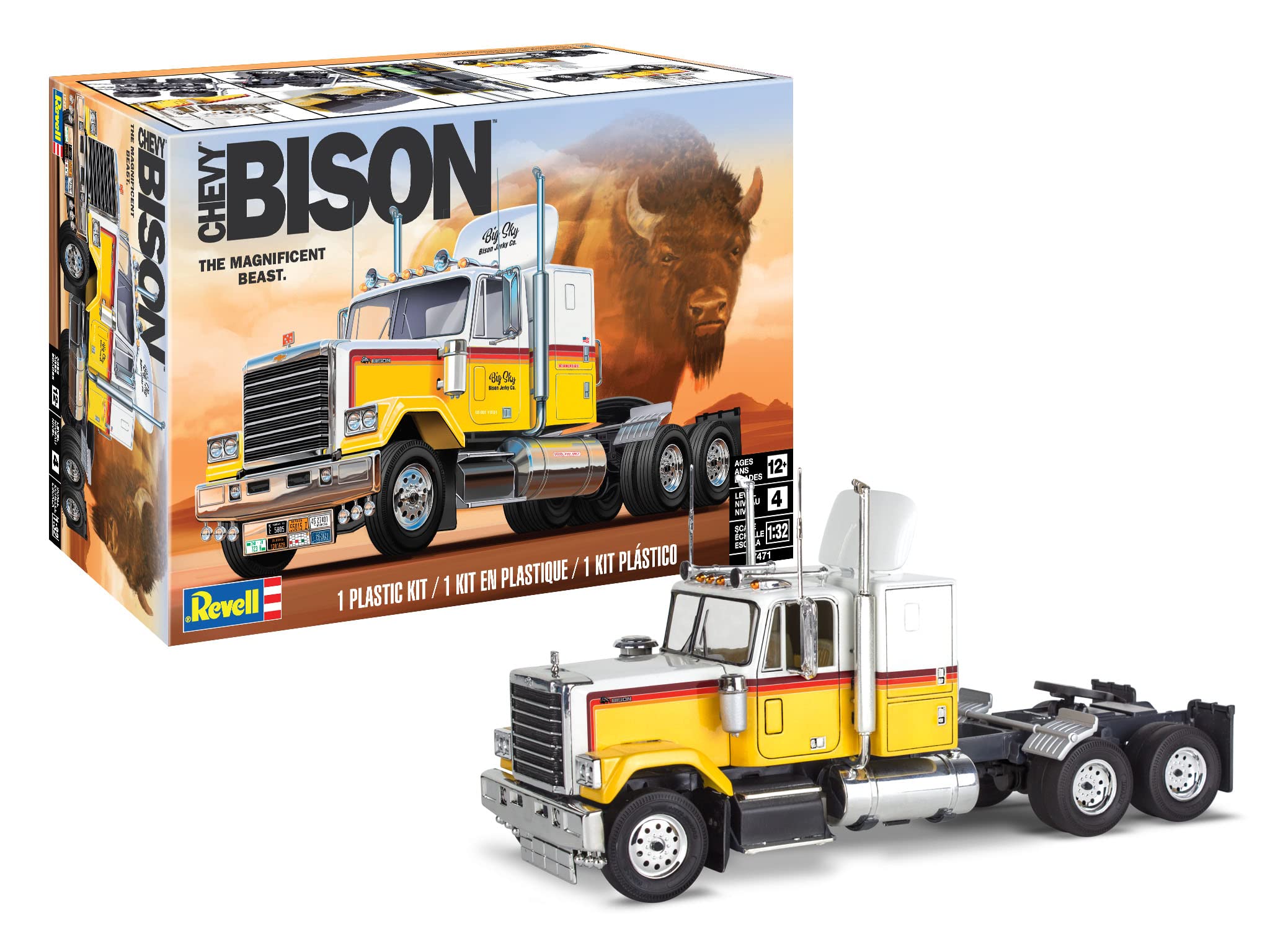 

Америка Revell Chevy Bison Semi Truck Пластиковая модель 17471 1/32