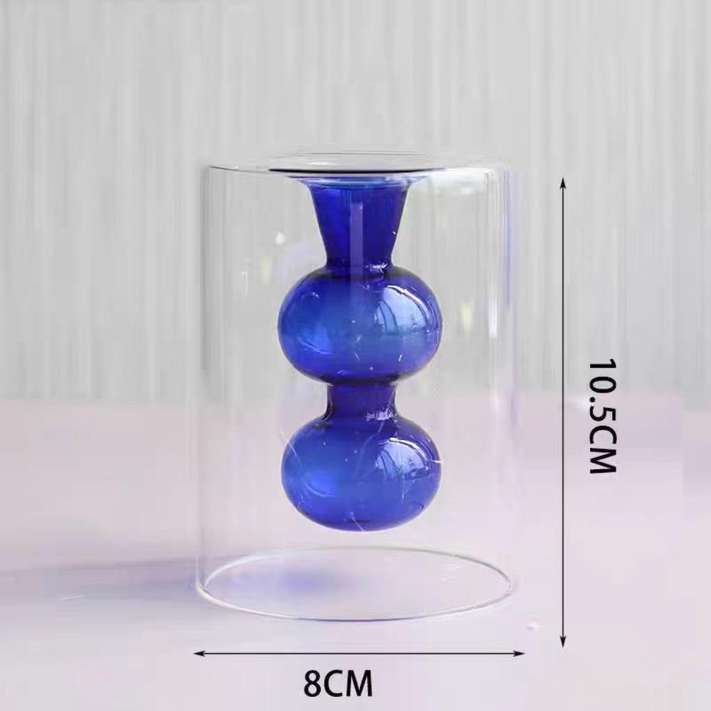 Nordic Style Colored Glass Vase Minimalism Aromatherapy Diffuser Bottle Room Blue Two Balls