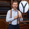 3.8cm Wide Work Suspenders with 3 Gripper Clasps Elastic Pants Braces  Business