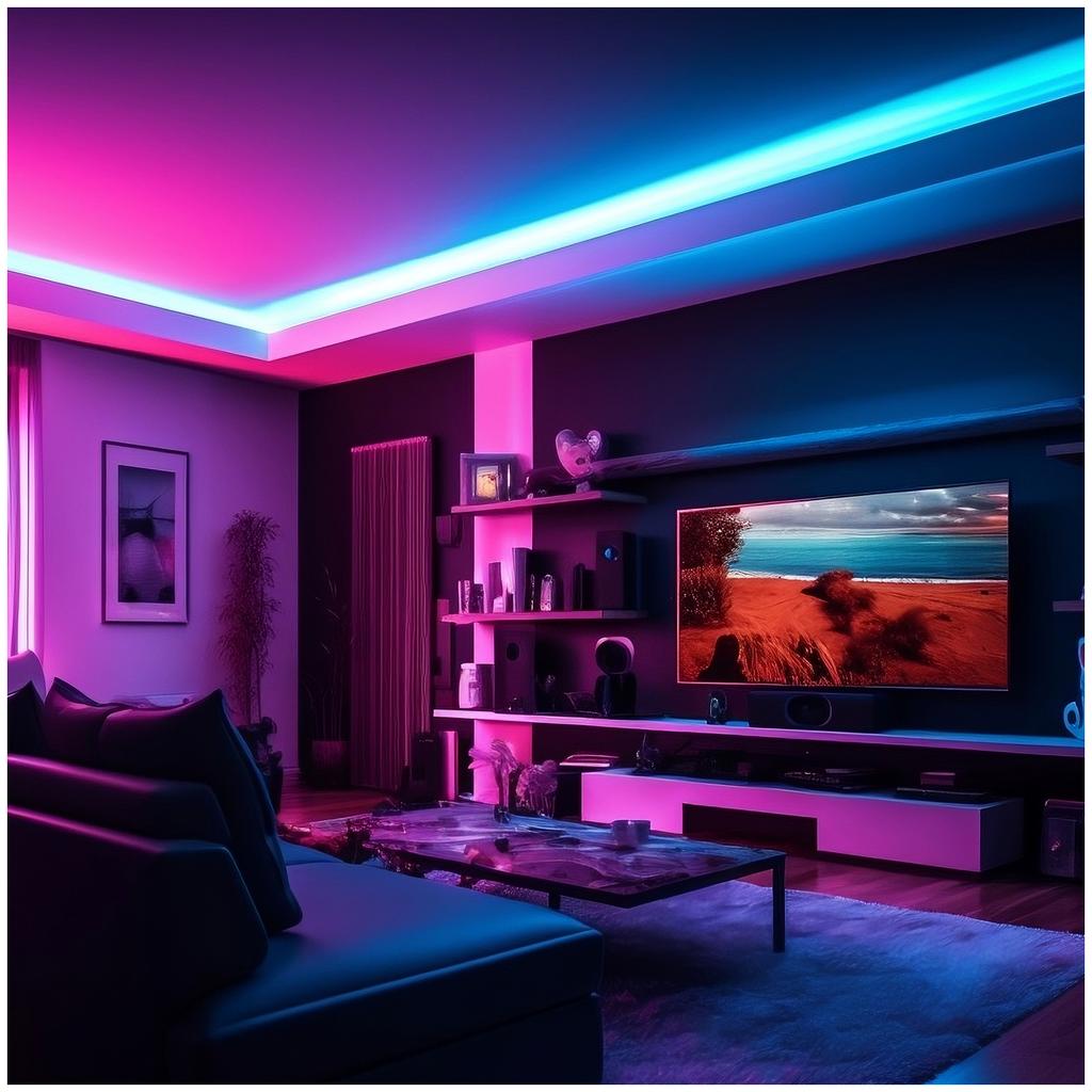 Colorful LED Strip Smart Home App Remote Control Flashing To the Rhythm of Music RGB 20m