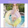 Adult Inflatable Glitter Watercolor Swim Ring With Backrest Pvc Material Printing Pattern