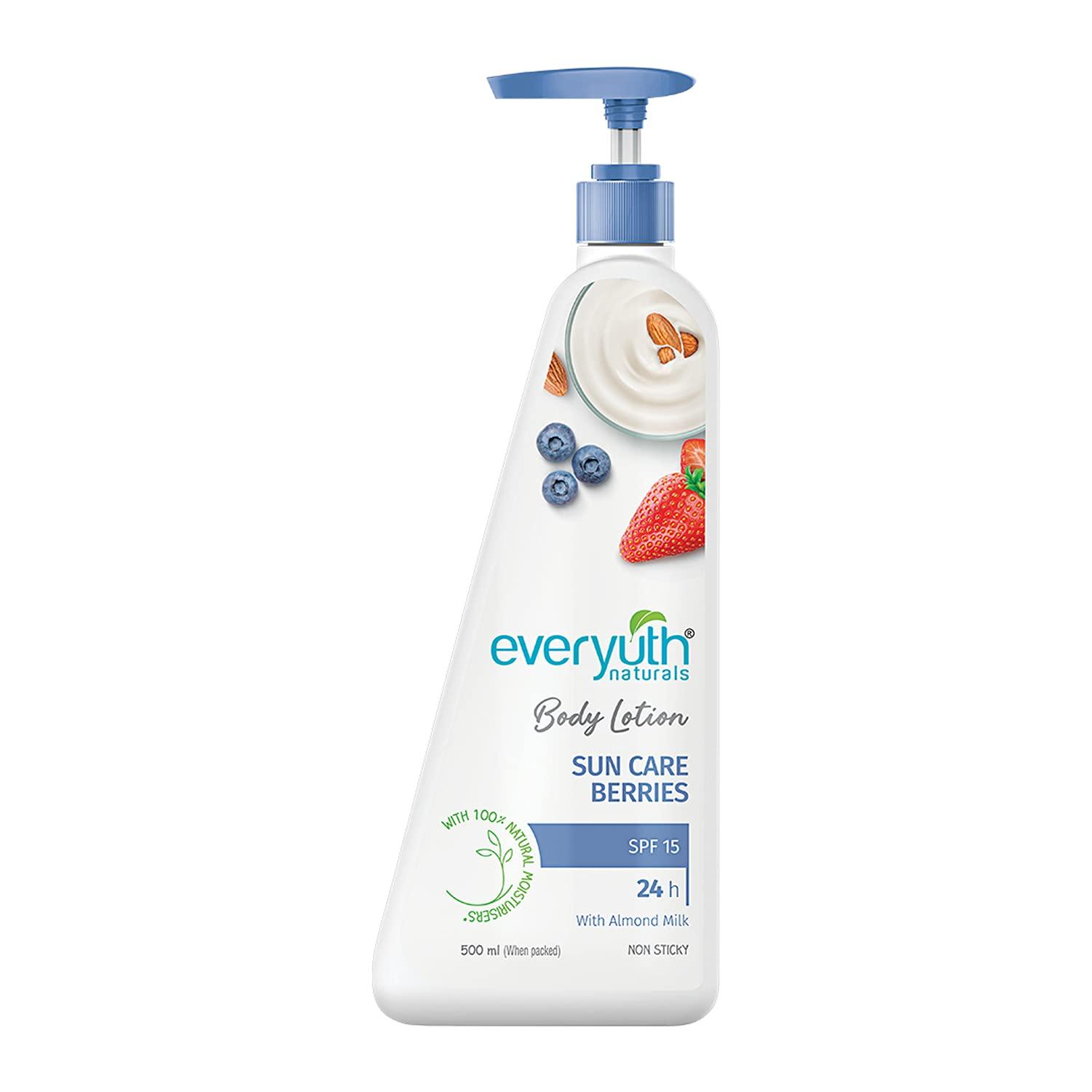 

Everyuth Naturals Sun Care Berries Body Lotion 500ml With SPF 15 For Hydrated Soft Skin Long Lasting Moisture Daily Use For All Skin Types