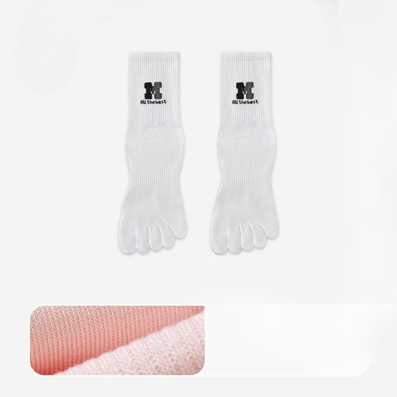 

Female Autumn Sports Leisure Sweat Absorbing Breathable Bacteriostatic Deodorant Boneless Tube Five Finger Socks 1 pair бежевый