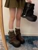 New sweet and cool babes look thin and small, increase height, locomotive trousers boots, retro knight boots, thick-soled short boots for women