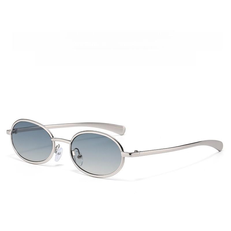 Vintage Metal Oval Sunglasses With Uv400 Protection For Fashionable Men And Women