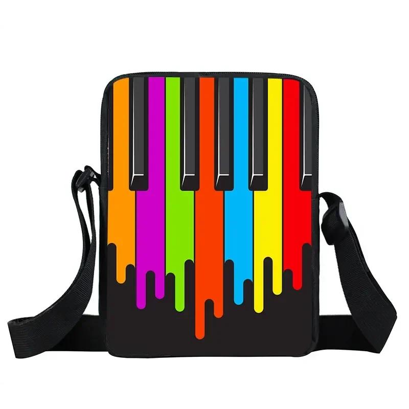 Fancy Style Studio Dameshandtassen Crossbodytassen Kleine Schoudertas Boekentas Cadeau Muzieknoten / Gitaar / Piano Messenger Bag Meisjes Canvas Schoudertassen multi