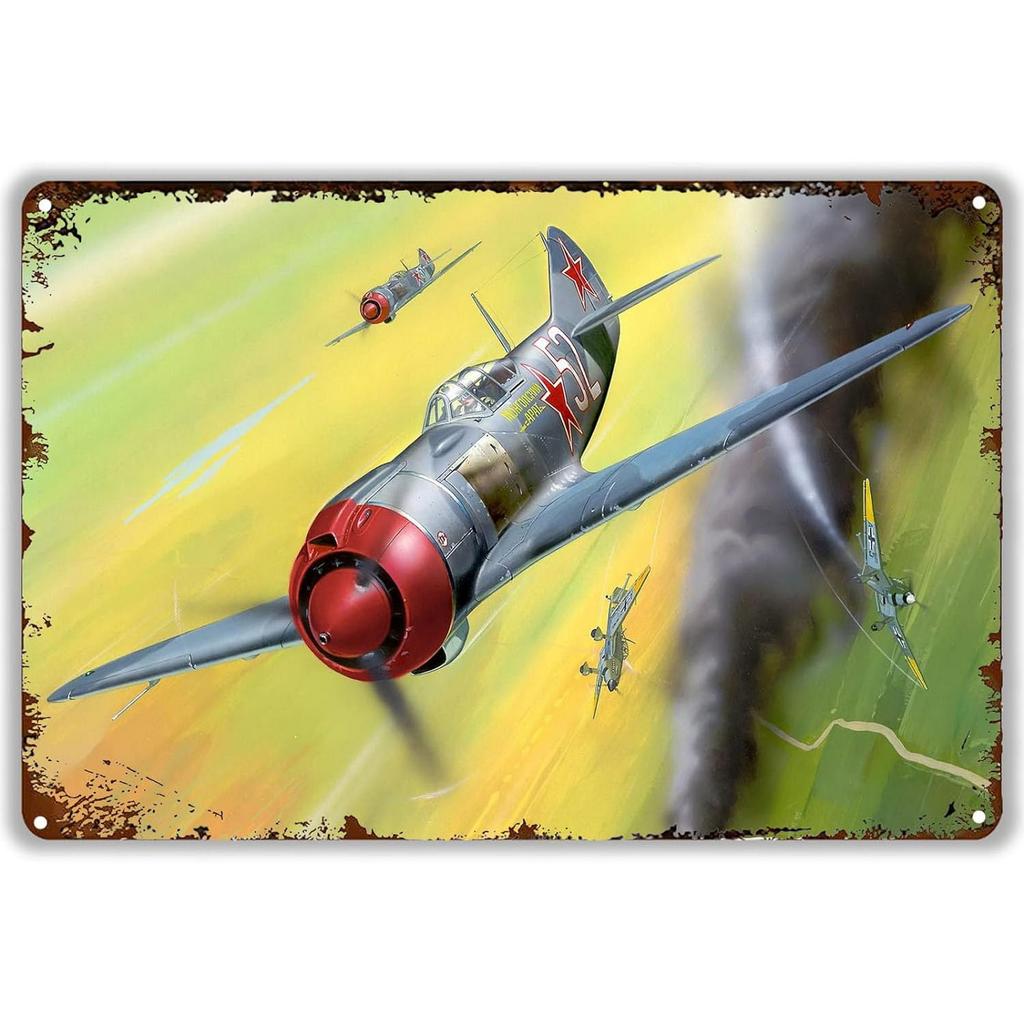 Military Metal Tin Signs Fight Plane Wall Art Poster Plaque Vintage Iron Painting Decoration for Home Cafe Washing Room Club
