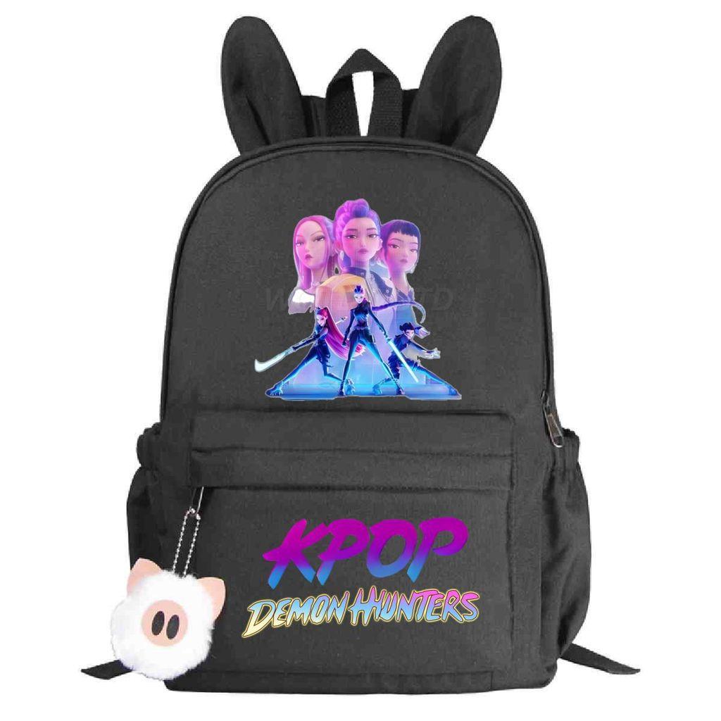 Kids Rabbit Ear Backpack Girls Kpop Zoey Mira Rumi Rumi Mira Zoey Printed Student School Bag