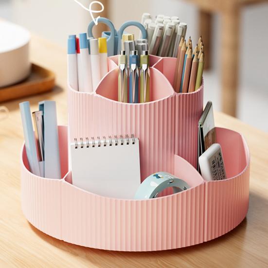 Otočný držák na pero Stolní organizér na make-up Rtěnky Držák na make-up na oční stíny Velkokapacitní úložný box na psací potřeby pro domácí kancelář studentů