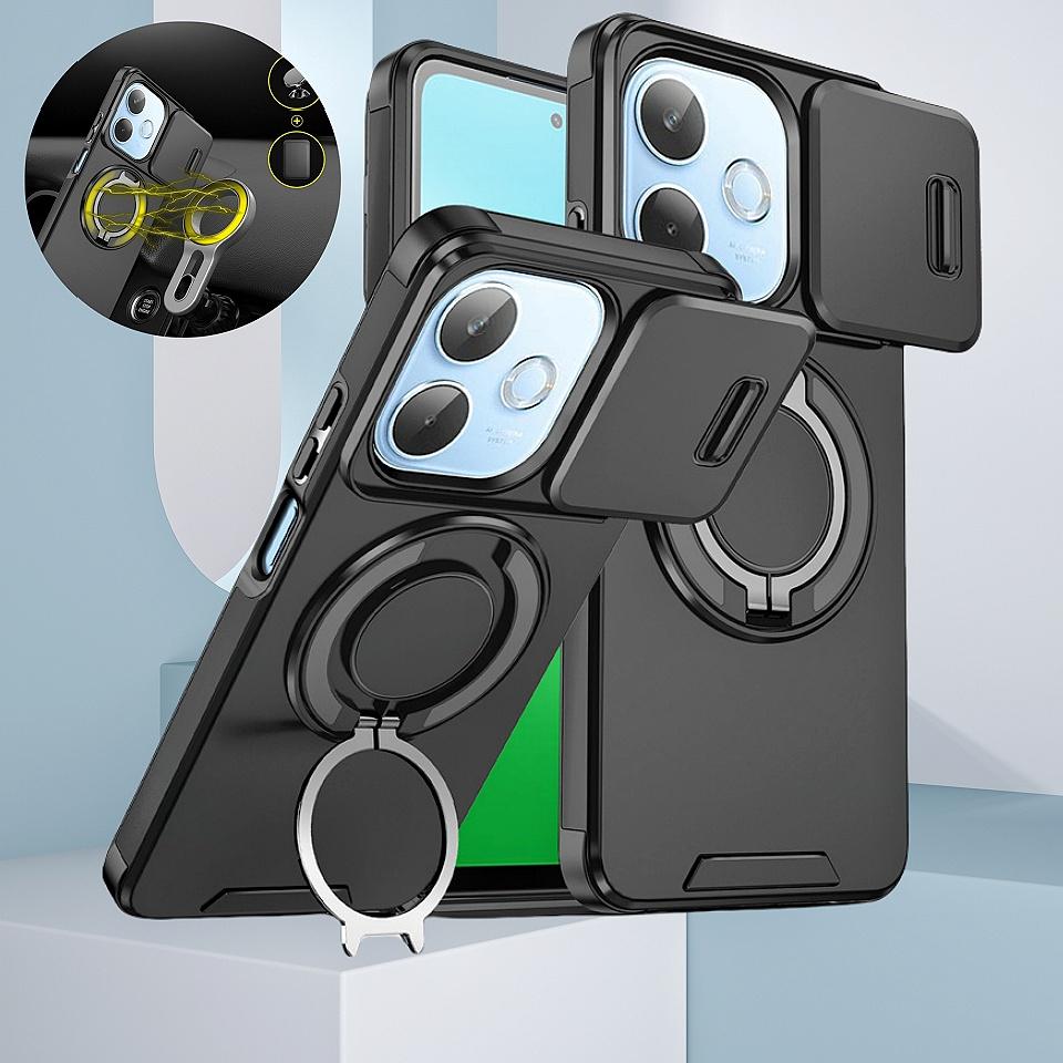 Funda For OPPO A5 Pro 5G Case Shockproof Armor Slide Lens Protect Cover For OPPOA5 Pro A5Pro 5G Magnetic Ring Stand Holder Coque