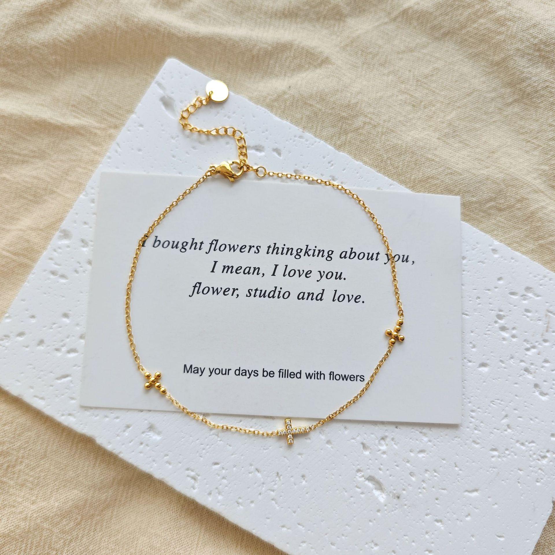 European Style Golden Zirconia Cross Anklet - Women s Light Luxury Foot Jewelry