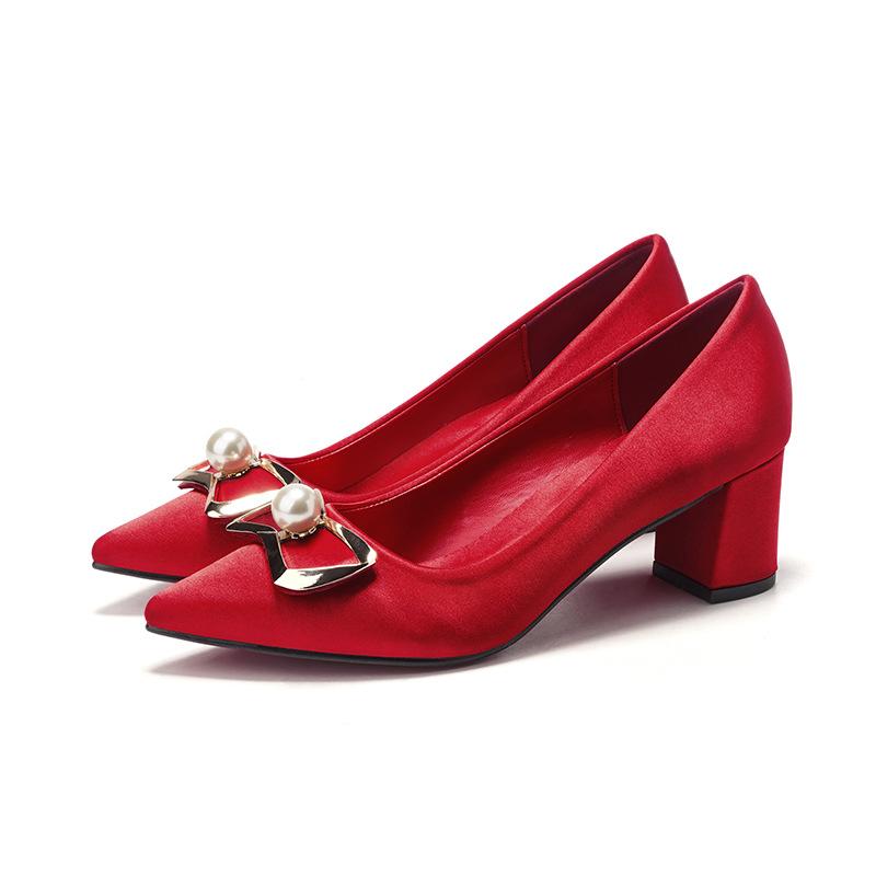 

Модные свадебные туфли женские туфли на высоком каблуке шампань жемчуг стразы свадебные туфли белые 43 красный