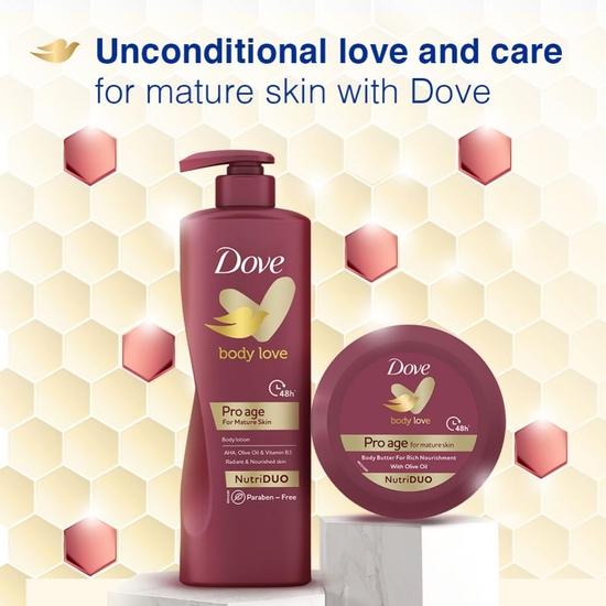 DOVE Body Love Pro Age Body Lotion for Mature Skin 48hrs Moisturisation|| Paraben Free|| With Vitamin B3 & Olive Oil| 400 Ml