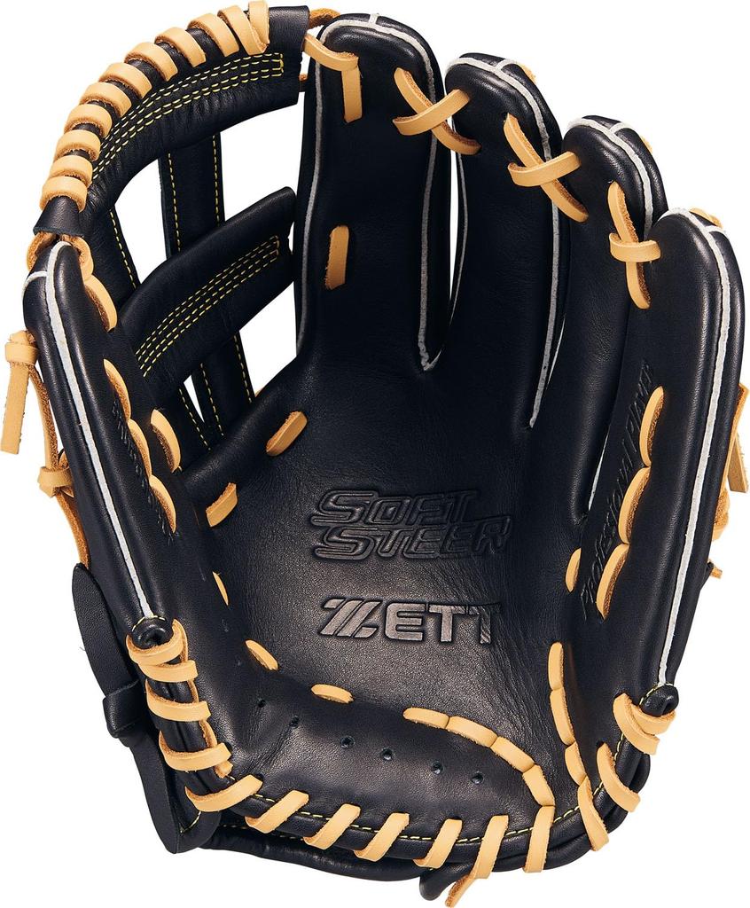ZETT Soft Steer Baseball Black X Pastel Brown Size 6 Glove, All-Around, Left-Handed Throw, (1932), (BRGB35540F)