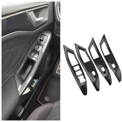 For Ford Focus 4 2019 2020-2023 LHD Carbon Fiber Car Interior Door Armrest Panel Window Lift Button Cover Trim Interior Accessories