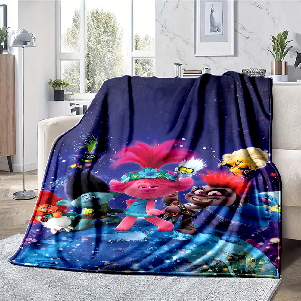Trolls Theme Printed Blanket - Perfect for Couch, Bed, Travel & Outdoor Use | Machine Washable, Cozy & Durable.