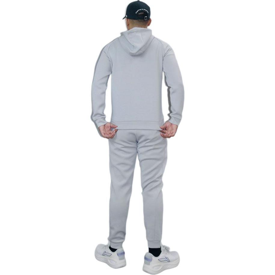 Li Ning Fitness Series Sweatshirts Men's Gray Hooded Moderate Cardigan AWDS791-4