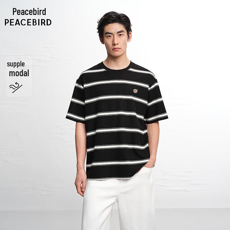 Peacebird Men s Striped Bear Short Sleeve T-shirt XL